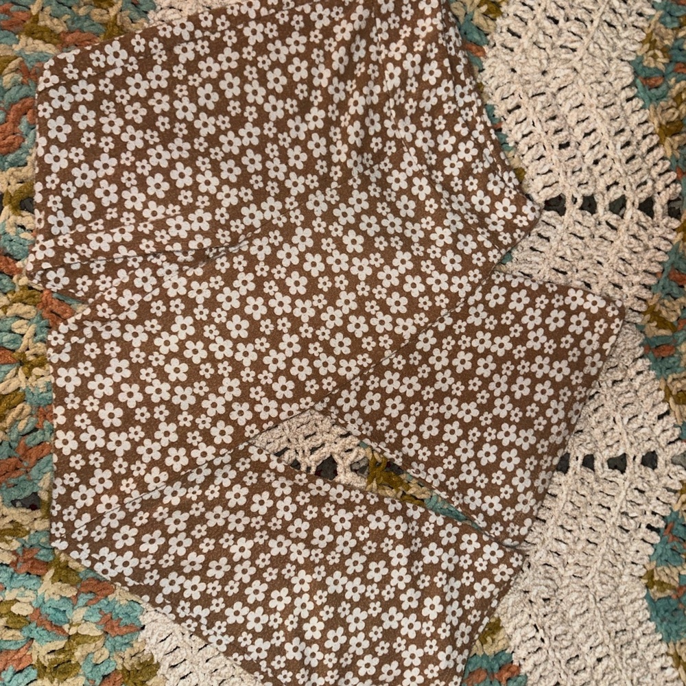Belle Du Jour Brown Pants with White Daisy Print